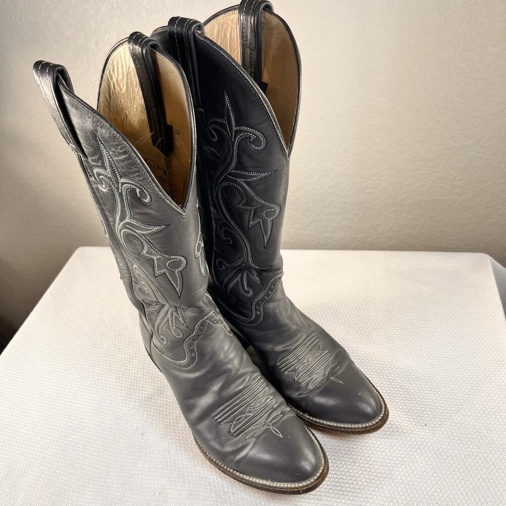 HONDO LADIES GRAY COWBOY BOOTS, SIZE 6.5 B WESTERN BOOTS, 8729 EXCELLENT - Picture 3 of 10